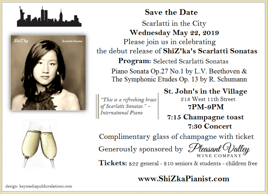 Virtuoso Pianist ShiZ’ka Releases Her Debut Album Scarlatti Sonatas; Upcoming Performance May 22, NYC